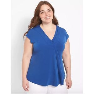 Lane Bryant Knit Kit Pleat-Front Top Black Womens Plus Size 26/28 4X